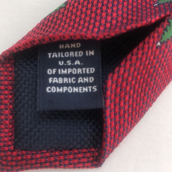 Silk Red Blue Green Holiday Christmas Tree Tie Made in USA - Picture 4 of 8